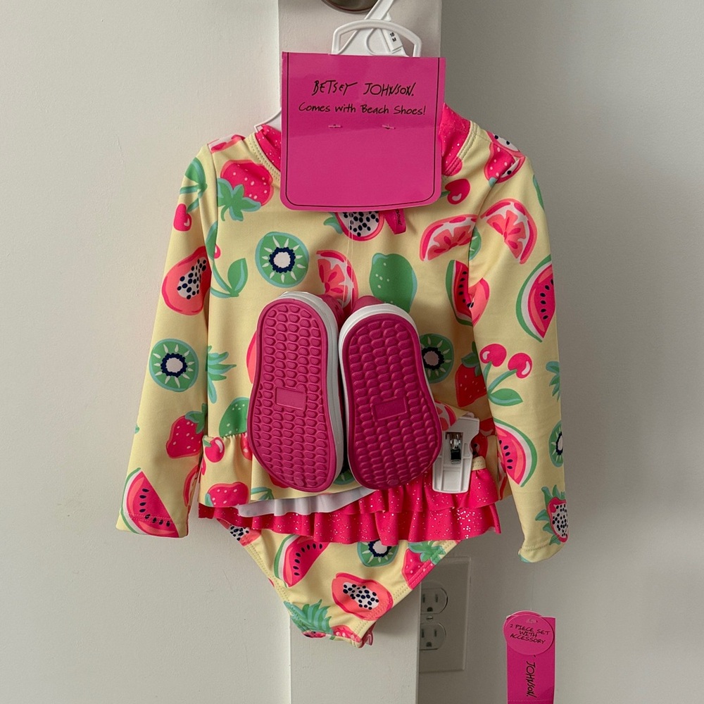 Betsey Johnson Fruit Print Bodysuit with Pink Accents